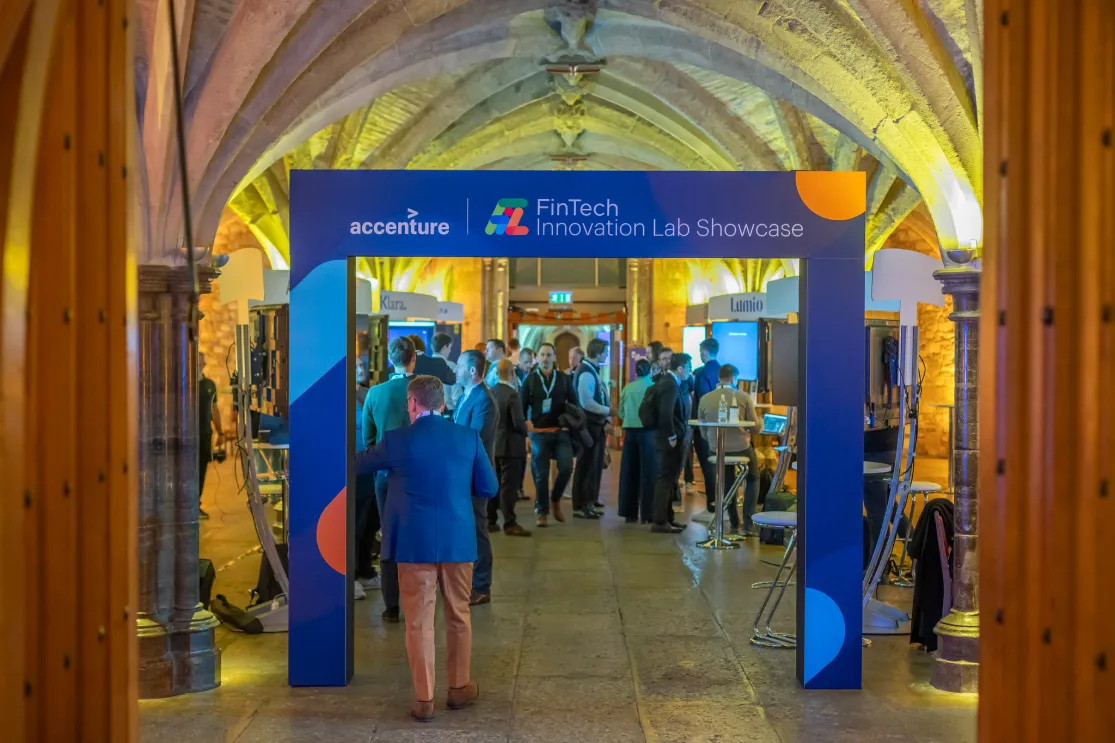 Sponsorship branding display at FinTech as a Force for Good forum